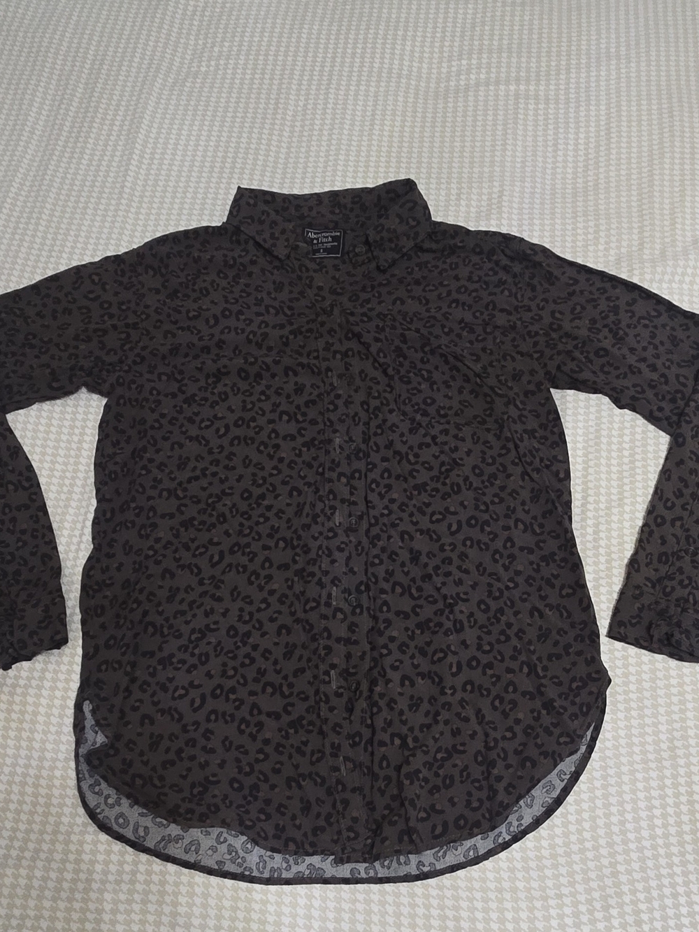 Men's Dark Brown Leopard Print Button-Up Shirt